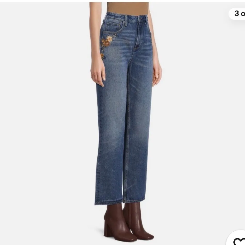 Driftwood Stella Embroidered Straight Leg Jeans Size 29 - Image 2