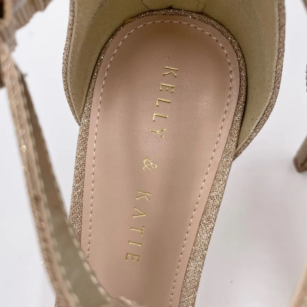 Kelly & Katie Conradd Platform Sandal Heels Size 8.5 Rhinestone Glitter Bridal - Image 5