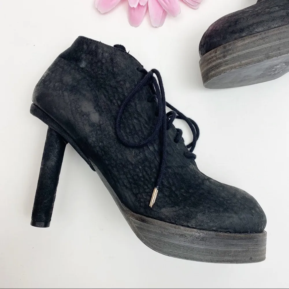 Goran Horal Leather Lace Up Platform Lagenlook Stiletto Ankle Booties Oxfords Black Size 9 - Image 3