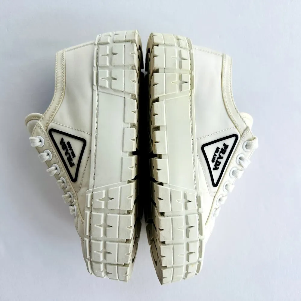 Prada Double Wheel Re-Nylon Trainer White Size 37.5 Platform Sneakers Fashion - Image 6