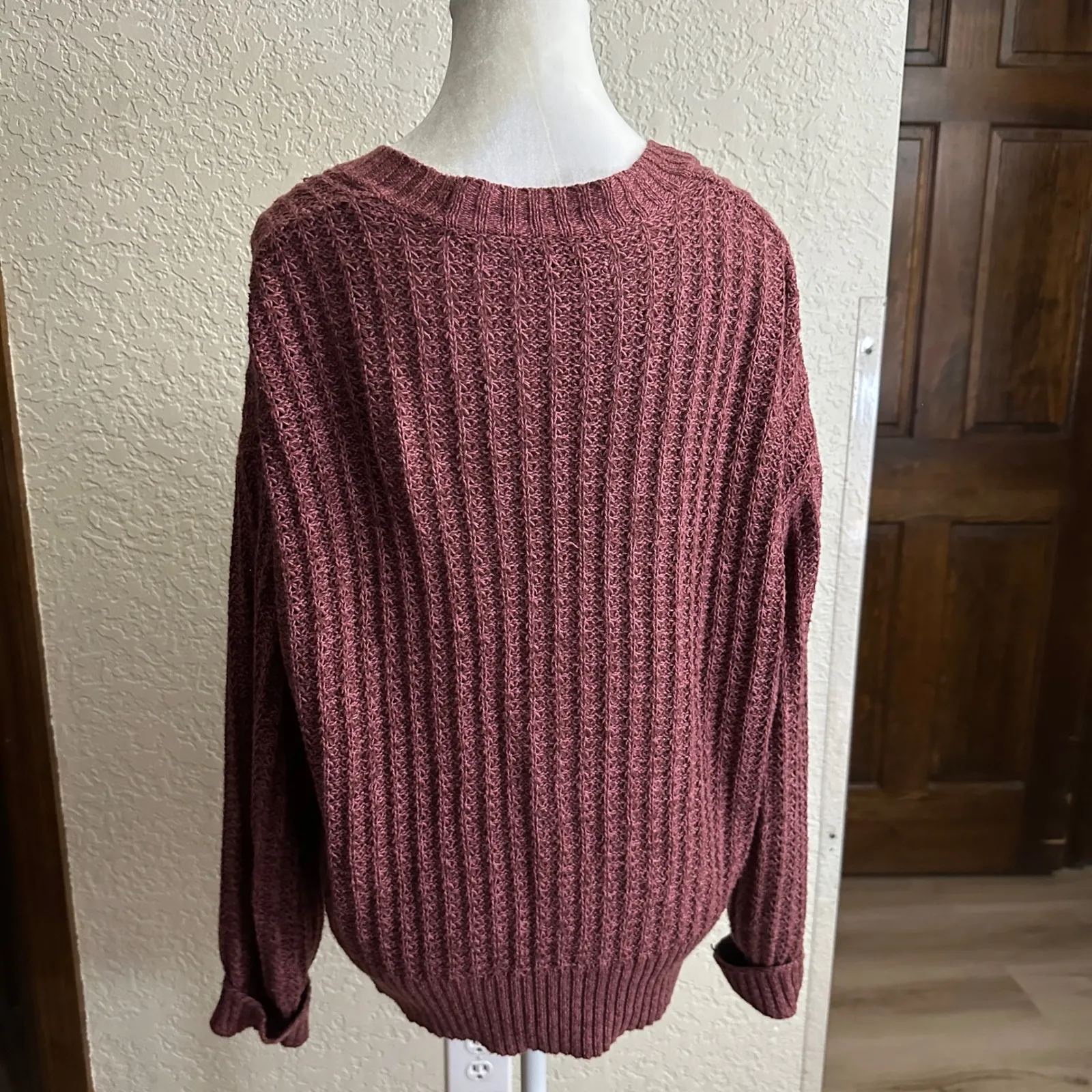 American Eagle Cardigan Burgundy Knit Button Front Long Sleeve Women Small Red - Image 11
