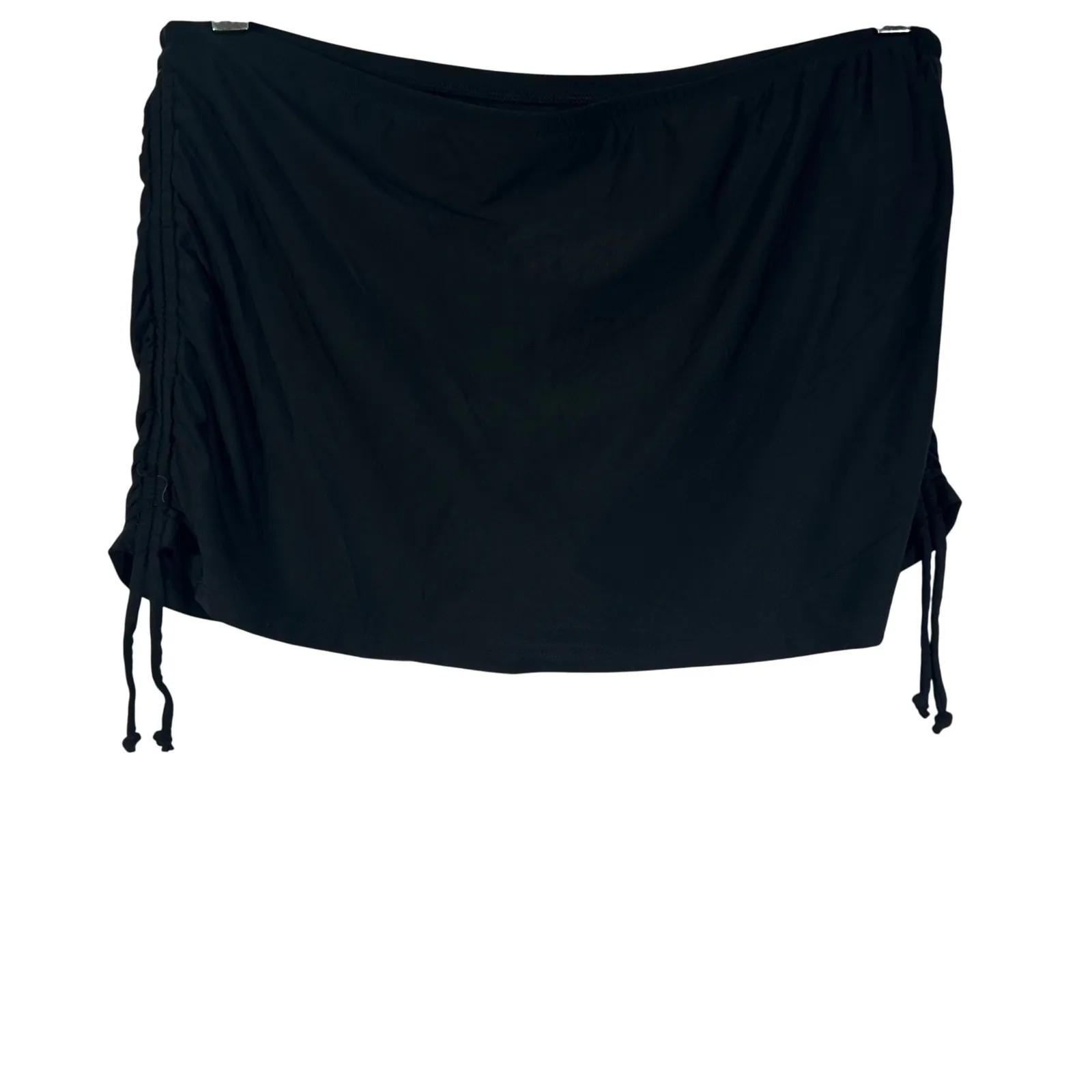 Freshwater Black Side Tie Ruched Shirred Mini Skirt L Swim Bottoms and Cover Up Size L - Image 2