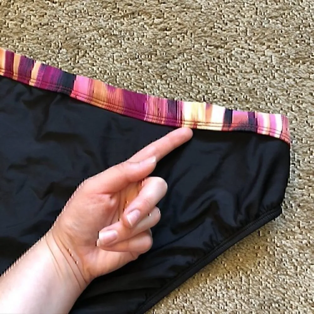 NEW NWOT 24TH OCEAN Black Purple Cream ish Stripe Bikini Swimsuit Bottom Large L - Image 8