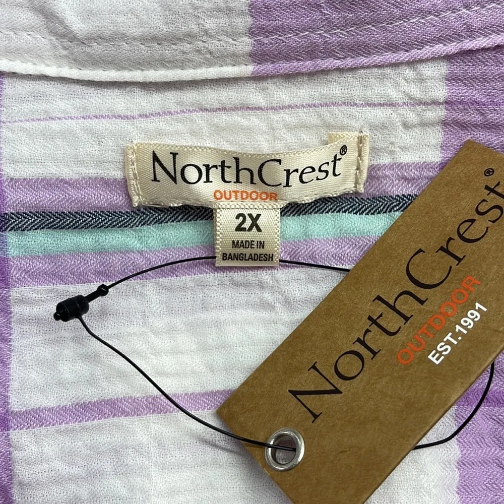2X // Northcrest NWT Violet Plaid Long Sleeve Button Down Shirt - Image 6