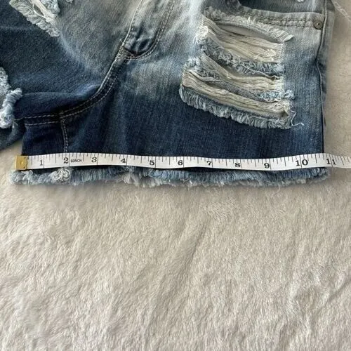 Rewash Distressed Ripped Cut Off Denim Shorts‎ Womens Sz 2 Blue Festival Western - Image 9