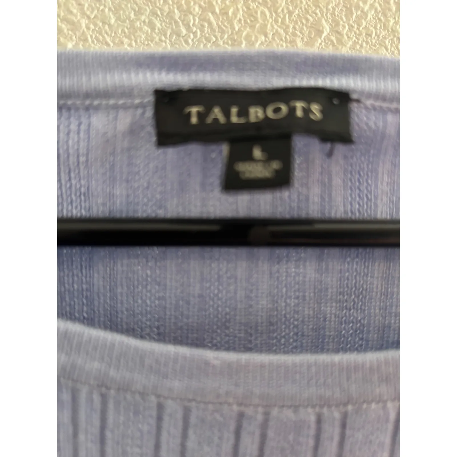 Talbots Ribbed Knit Long Sleeve‎ Top with Button Detail - Periwinkle Blue - Image 2