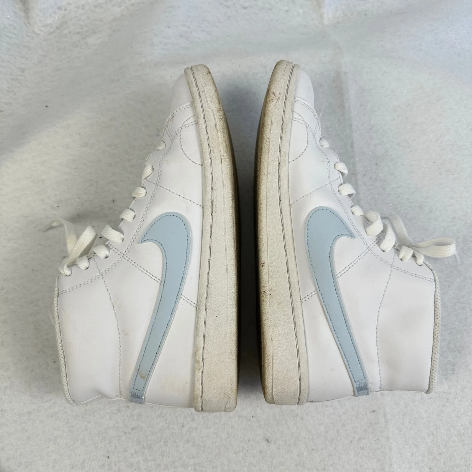 Nike Court Royale 2 Mid White Light Blue Leather High Top Sneakers Womens‎ 8 - Image 8