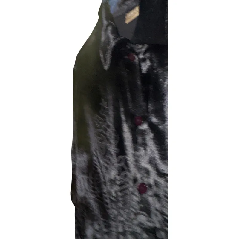 Dressy Velvet Top‎ FINITY Naturals Button Up Shirt with damask pattern Women's L Black Size L - Image 2