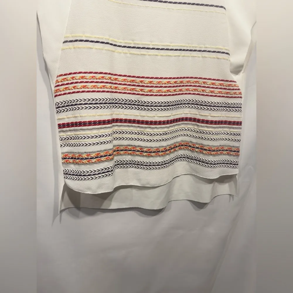 Zara Aztec Embroidered Stripe Boxy Top size Small - Image 6