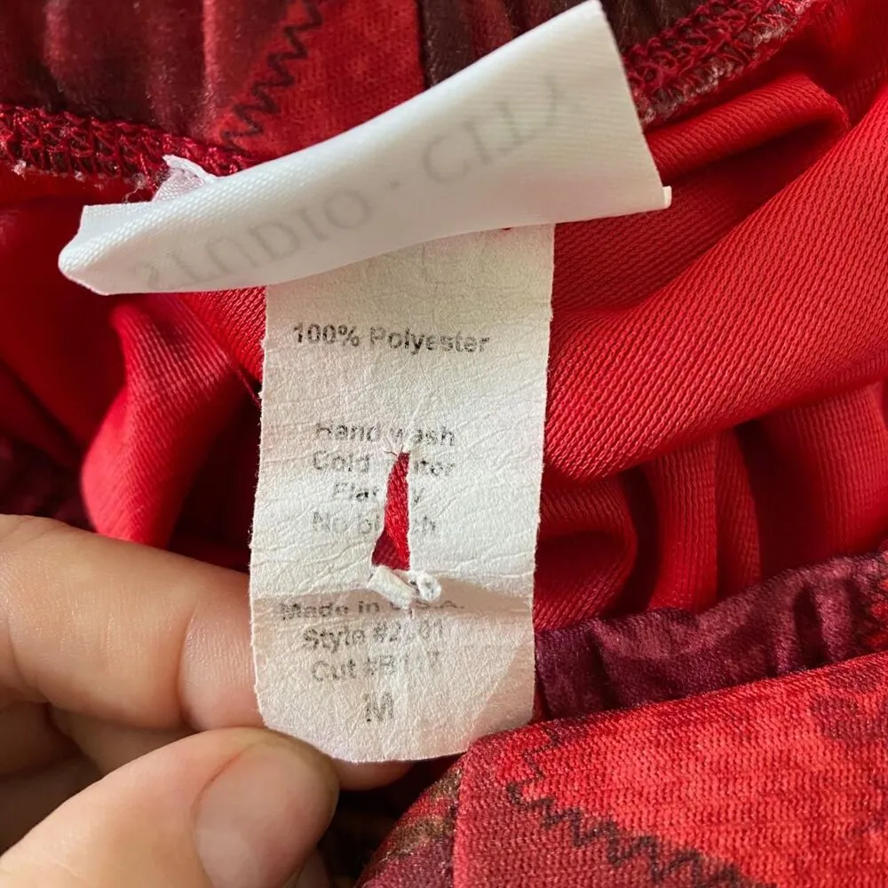 Early 2000's Boho Whimsygoth Red Burgundy Patchwork Midi Maxi Skirt M Size M - Image 7