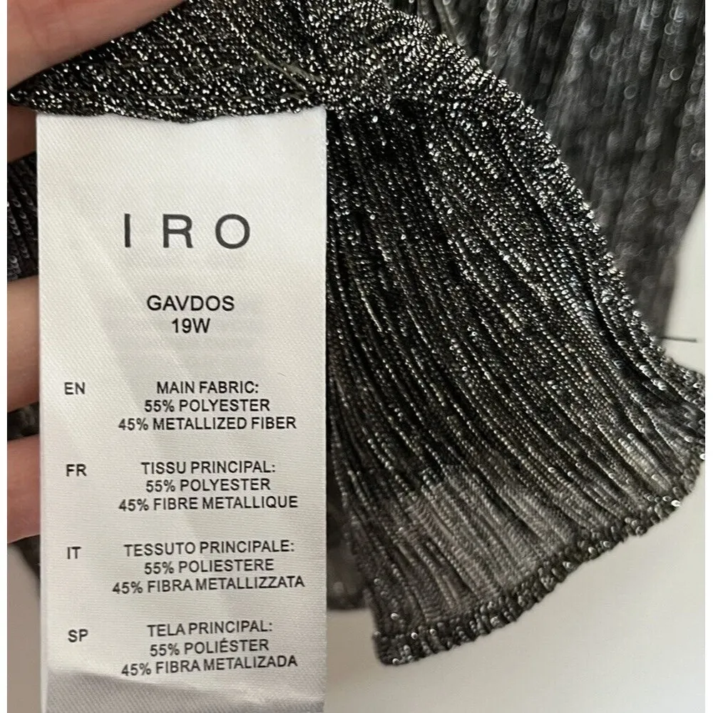 IRO Gavdos Metallic Cocktail Long Sleeve Ruffle Crew Neck Blouse Size FR34 US 2 - Image 12