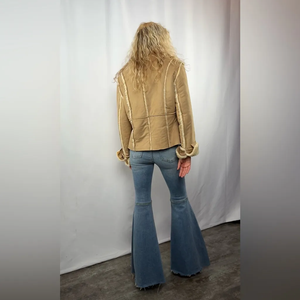 Y2K Moda International Faux Shearling Faux Suede Jacket in Light Brown Size S Tan - Image 5