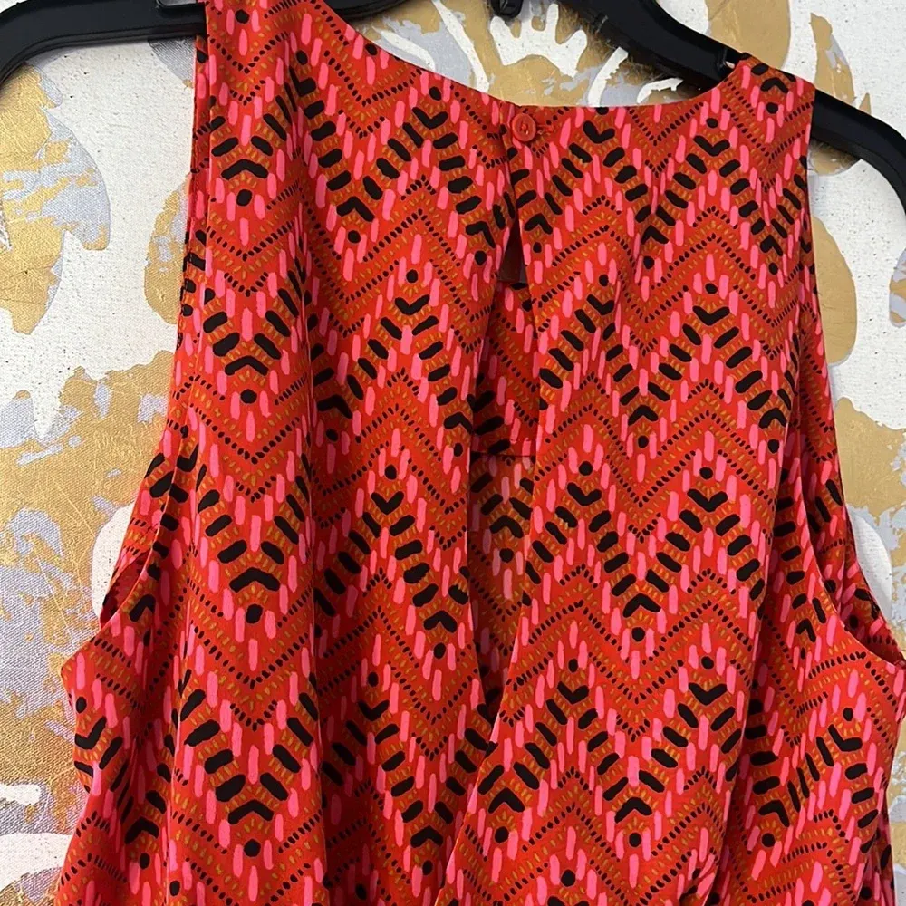 Jack B.B. Dakota Size Large Red Chevron Print Tank Dress - Image 6