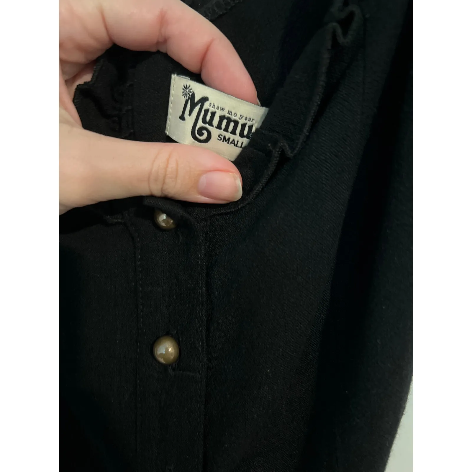 Show Me Your Mumu Black Button-Front Mini Dress – Size Small - Image 5
