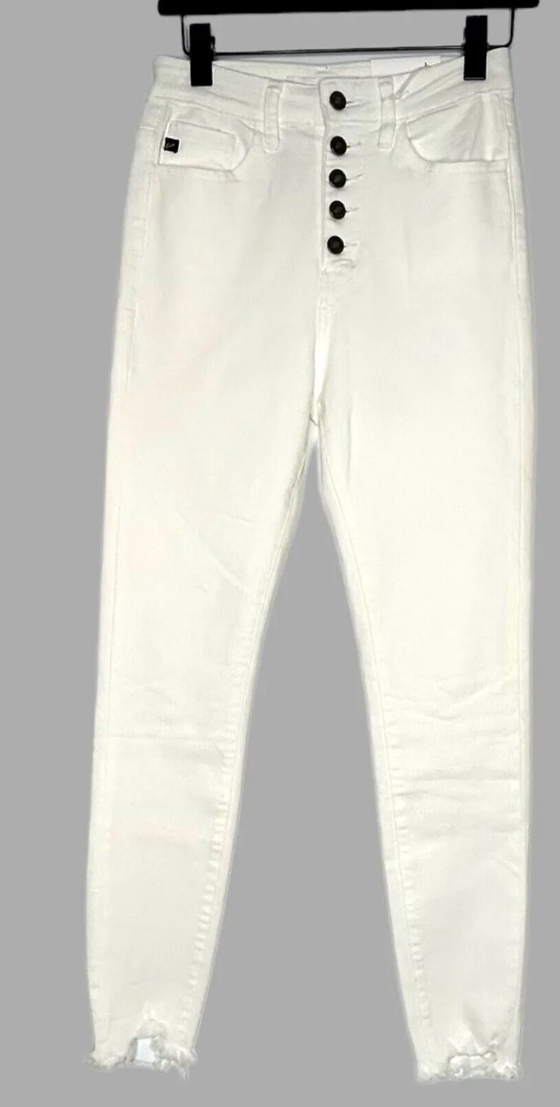 New KANCAN Size 3/25 Button Fly High Rise Denim Jeans‎ White Skinny Stretch - Image 1