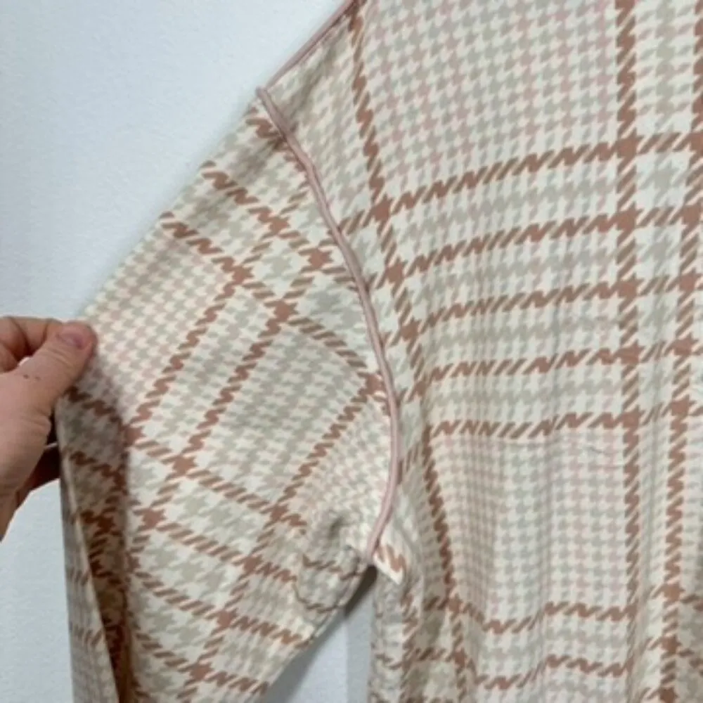 Sanctuary Women's Size XL Tan Houndstooth Plaid Longsleeve Casual Cozy Shirt NWT - Image 7