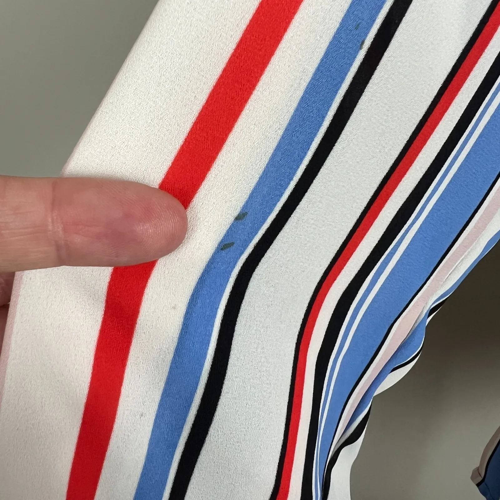 Express Portofino Slim Shirt Women L Stripe Ruffle Collar Multicolor Long Sleeve - Image 6