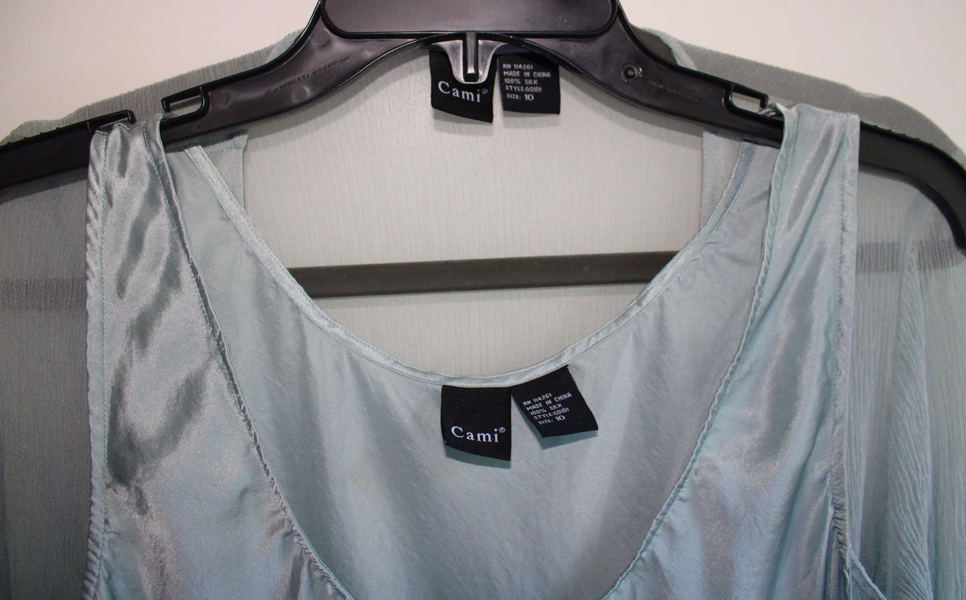 Cami 2 Pc Mint Green Silk Tops Size 10 - Image 4