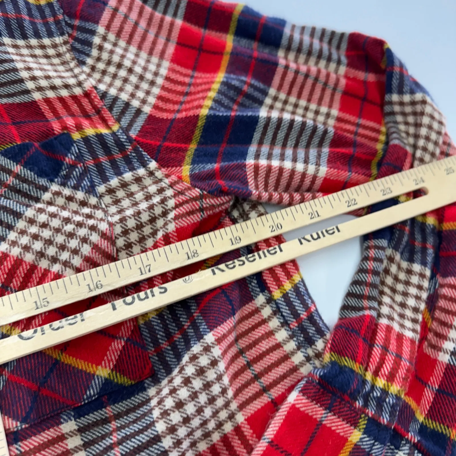 Aerie Top Womens Small Red Plaid Flannel Pajama‎ Button Up Top Soft Cotton Blend - Image 8