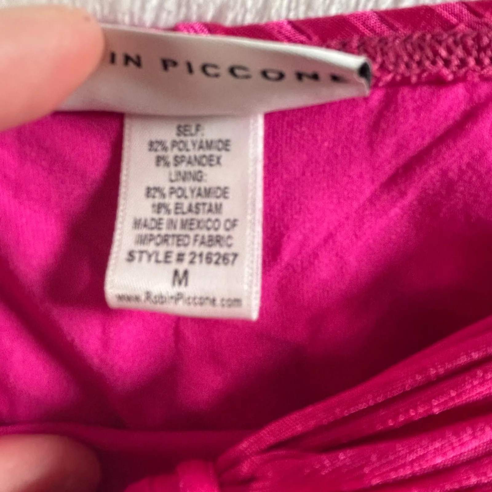 Robin Piccone Ribbed High Waisted Bikini Bottoms Fuchsia Pink Knot Front Size M - Image 5