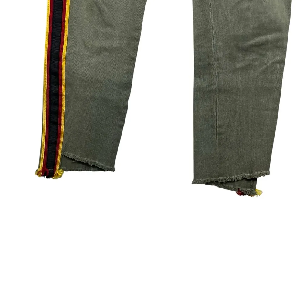 NWOT Pam & Gela Uniform Side Stripe Utility Jeans in Olive Size 26 - Image 7