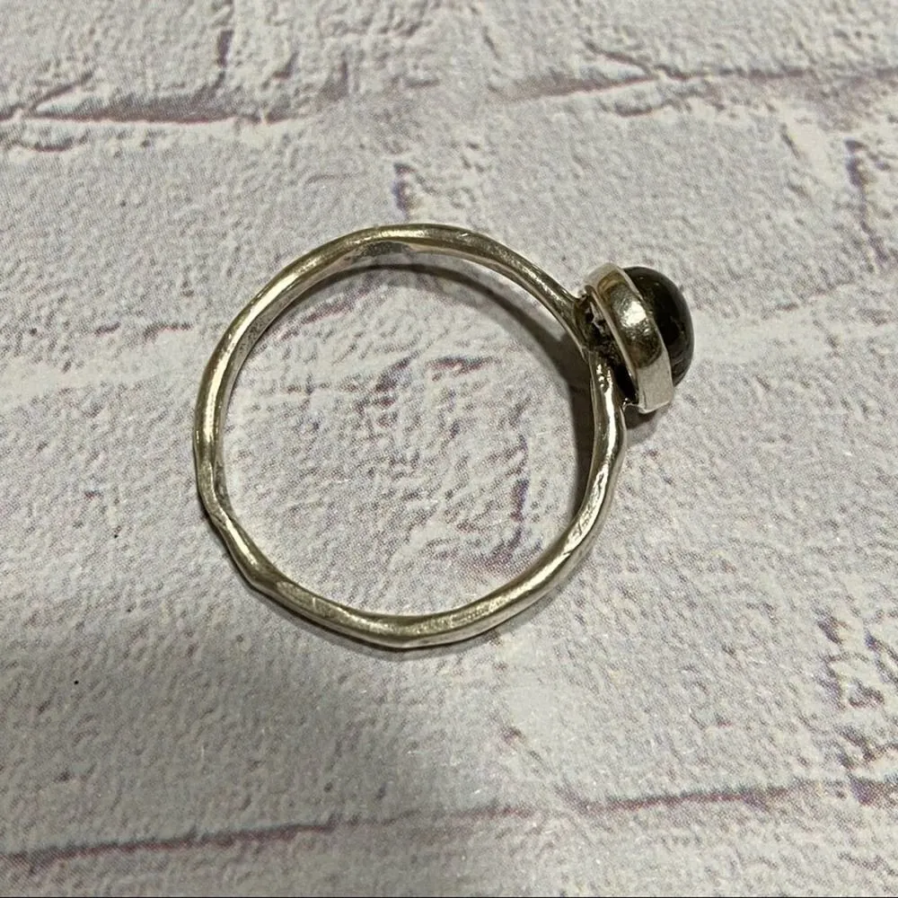 Labradorite Sterling Silver Hammered Band Ring Handmade Size 8 Blue - Image 4