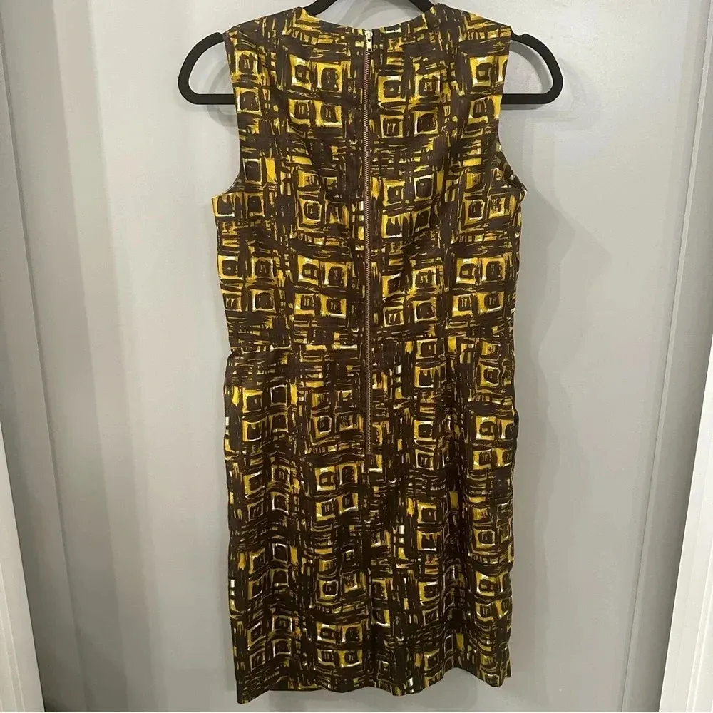 Milly Milly of New York Geometric Print Gold & Black Sheath Dress Size 10 Gold - Image 4