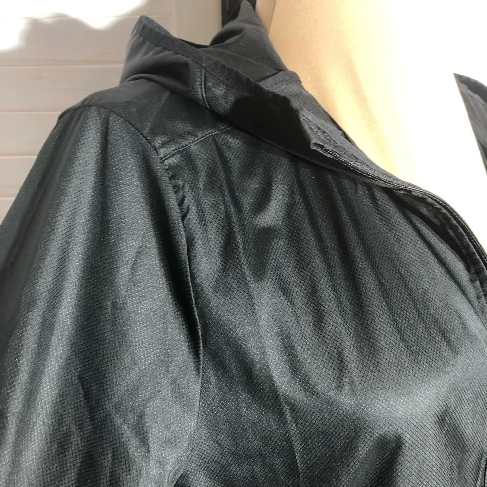 Adidas Black Windbreaker Jacket Hooded Zip Pockets Size Small - Image 7