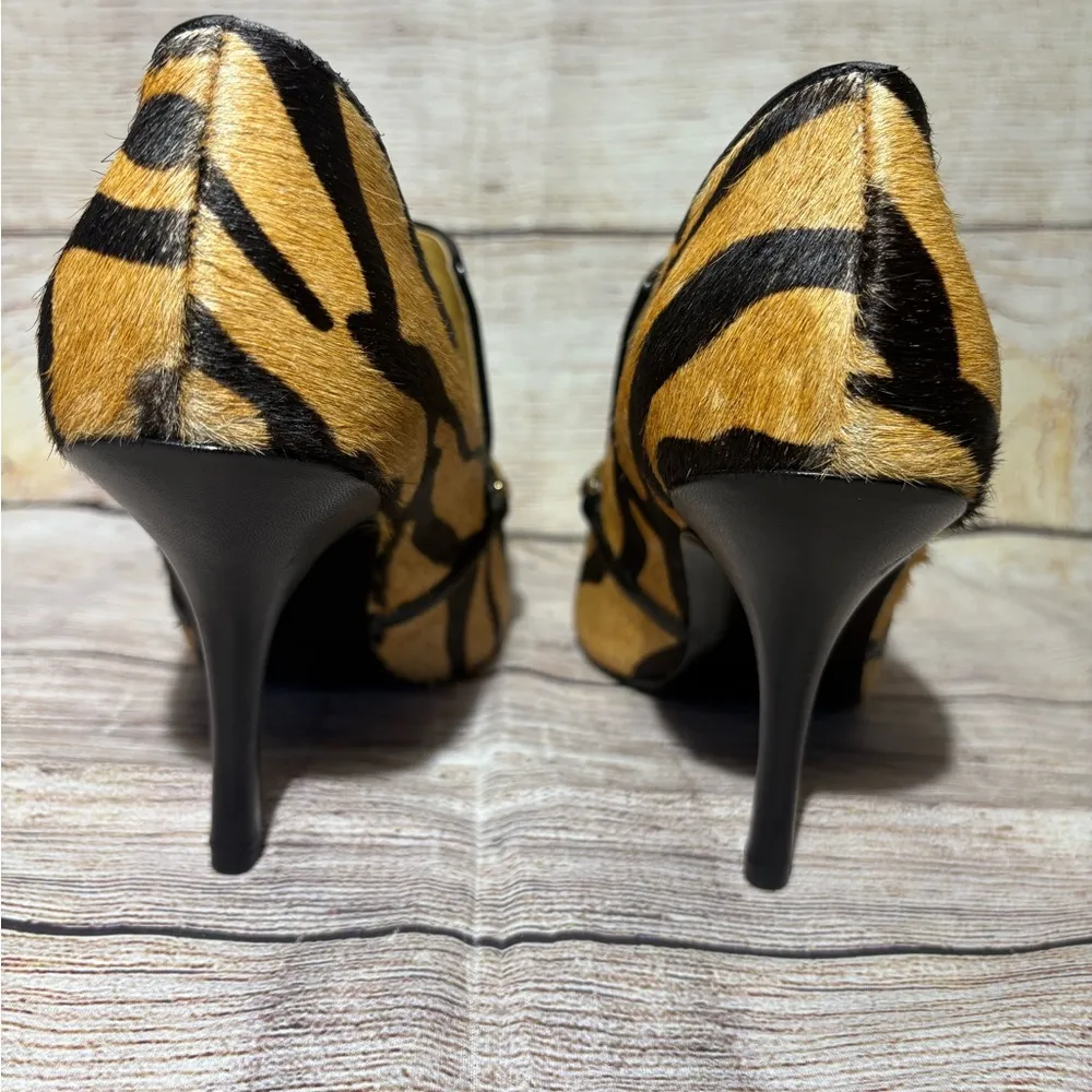Nine West Sz 8.5 M Animal Print Cow Leather Stiletto Heels - Image 6