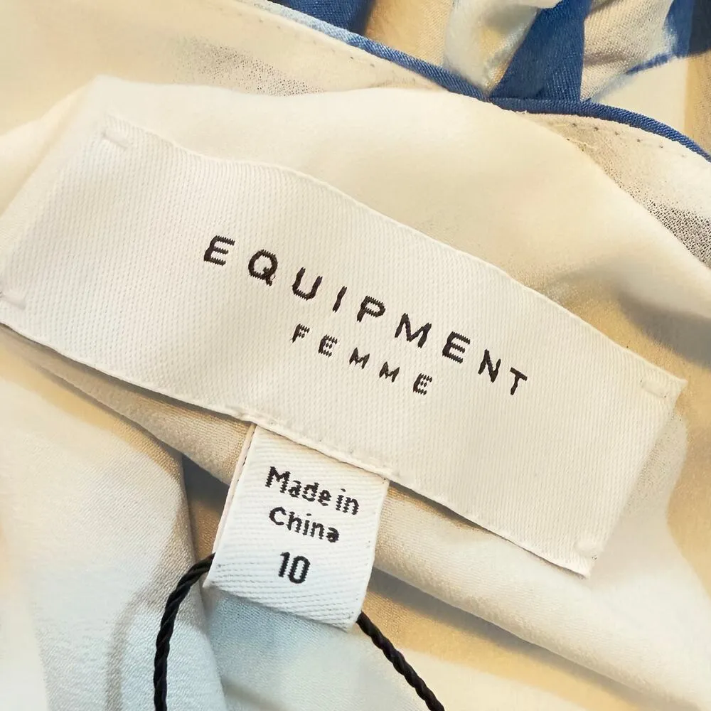 Equipment Femme  Alejandra Womens 10 Blue White Tie Dye Twist Strap Halter Dress - Image 11