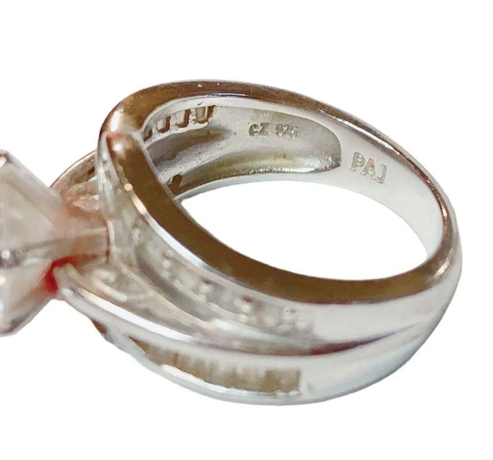 Modest .925 Sterling Silver Cubic Zirconia Wedding Anniversary Ring Sz 5 - Image 10