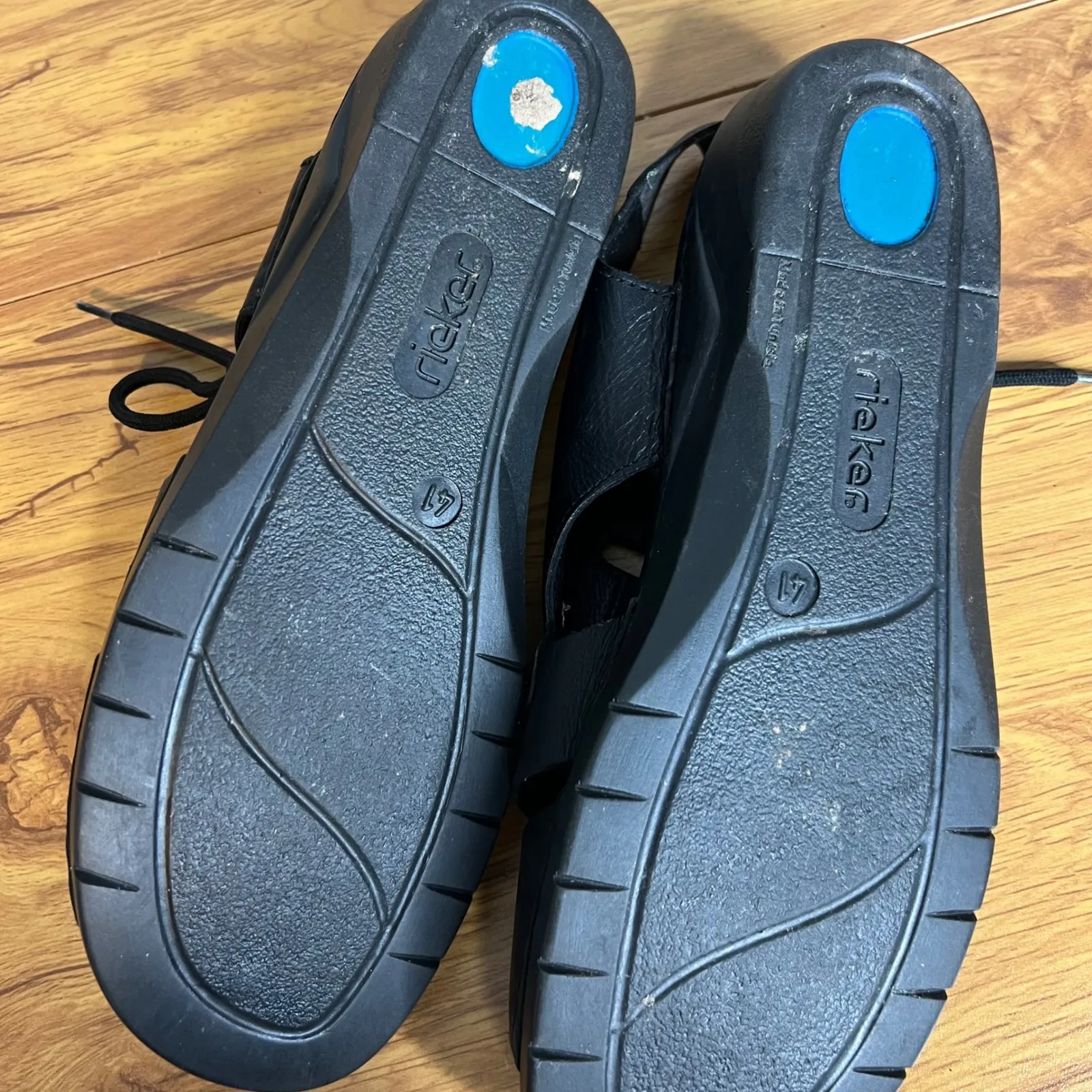 Rieker Antistress Lace Up‎ Sandals Size 41 Black Leather Wedge Heel Comfort - Image 6