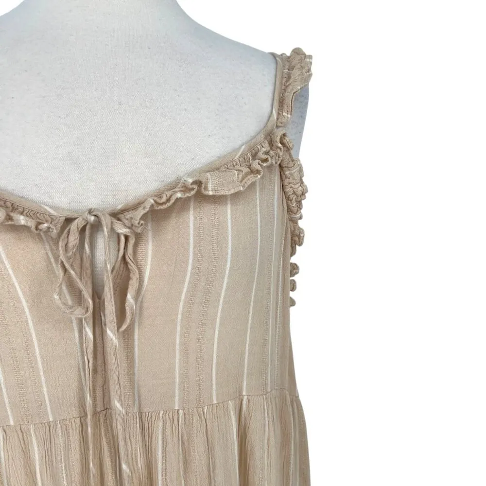 Charlie Paige Beige Sleeveless Tiered Maxi Dress With Ruffle Details Size Small - Image 3