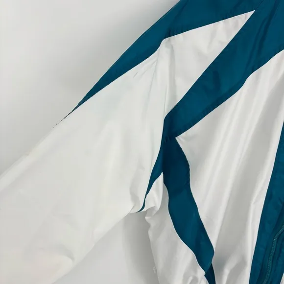 Nike Vintage 90s Windbreaker Circle Logo Size Medium White Teal Retro Streetwear - Image 7