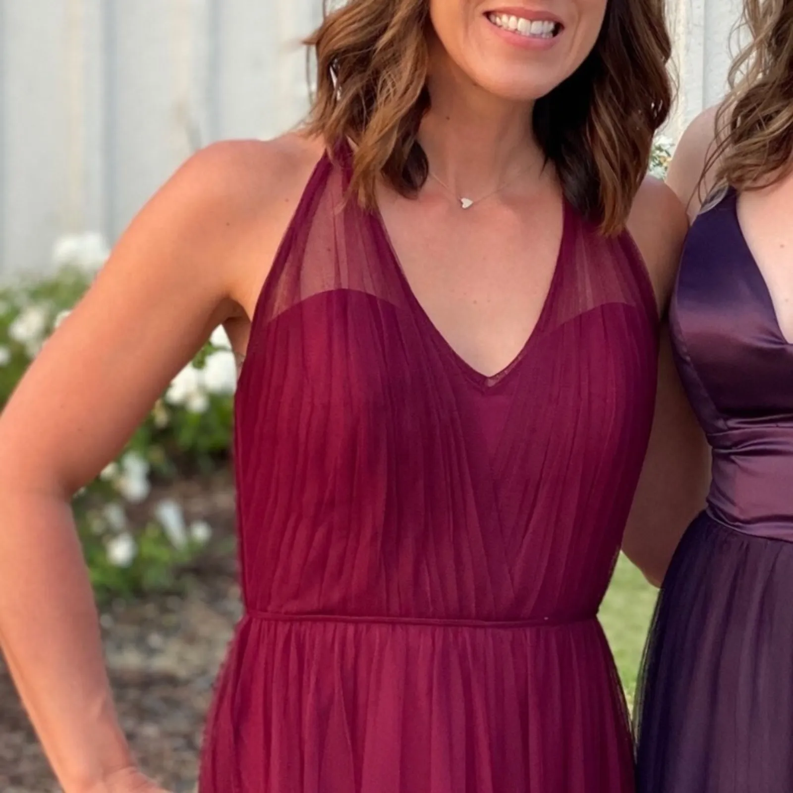 NEW Hayley Paige Occasions burgundy tulle bridesmaid dress - 5758 - Image 4