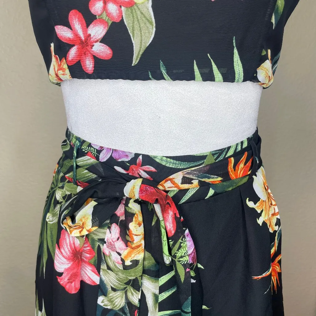 Miss Avenue Women's Black Floral Colorful Print 2 Piece Short Set Size Med - Image 5