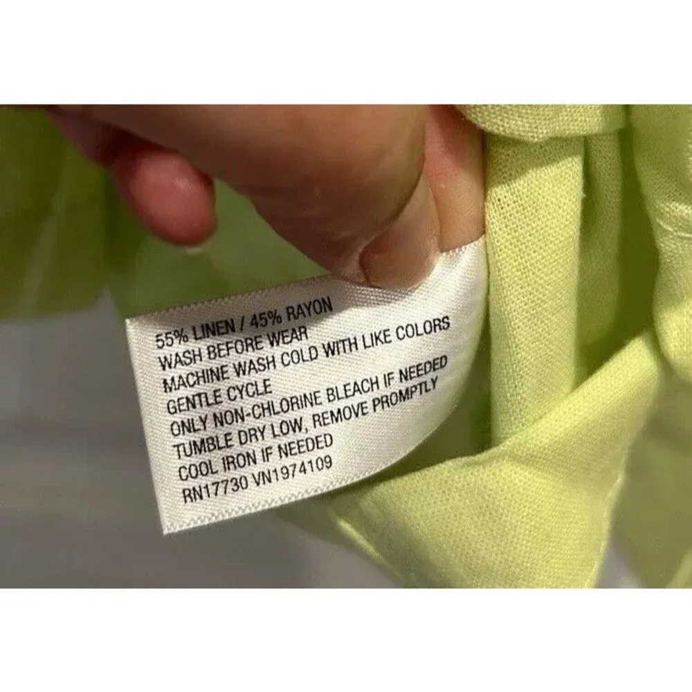 Universal Thread Linen Rayon Top Green Puff‎ Long Sleeve Tie-Front Large NWT - Image 7