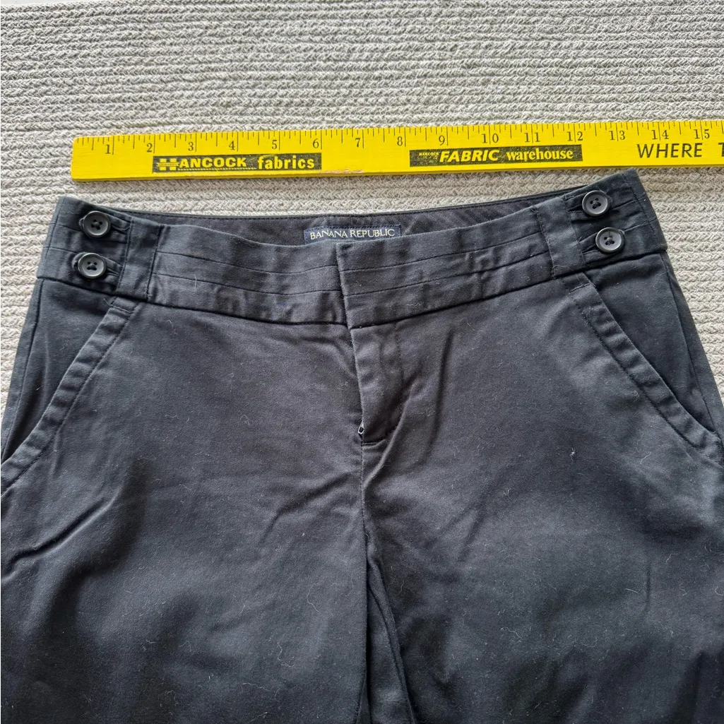 Banana Republic Black Stretch Cotton Bootcut Flare Dress Pants Button Detail 0P - Image 7