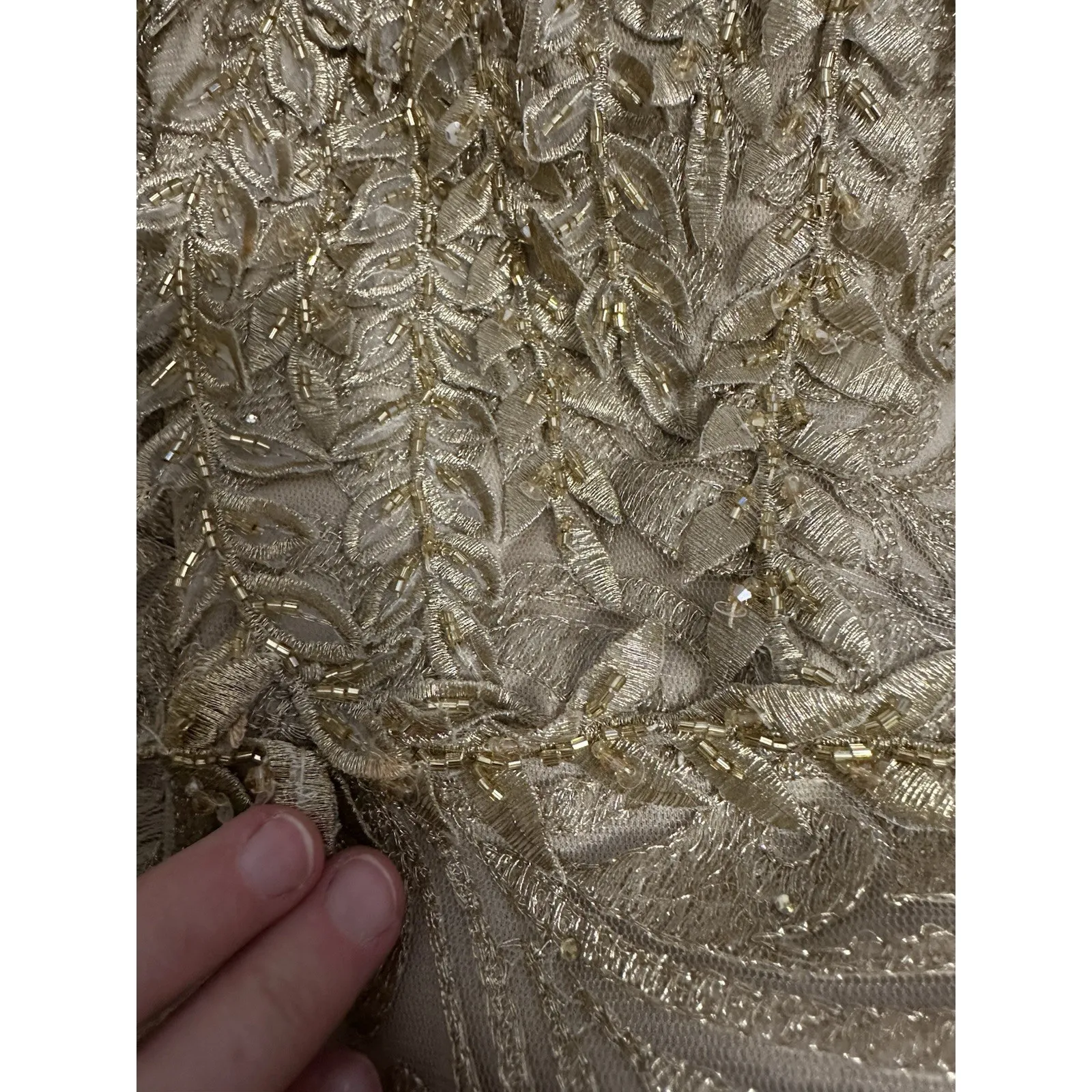 Mac Duggal 11187 Sz 6 Gold Embroidered Lace Appliqué Trumpet FLAW NWD - Image 11