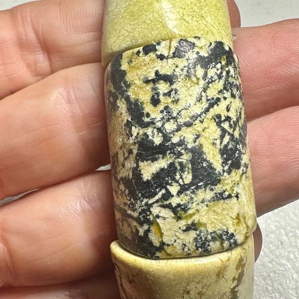 serpentine stone wide stretchy bracelet Yellow - Image 5