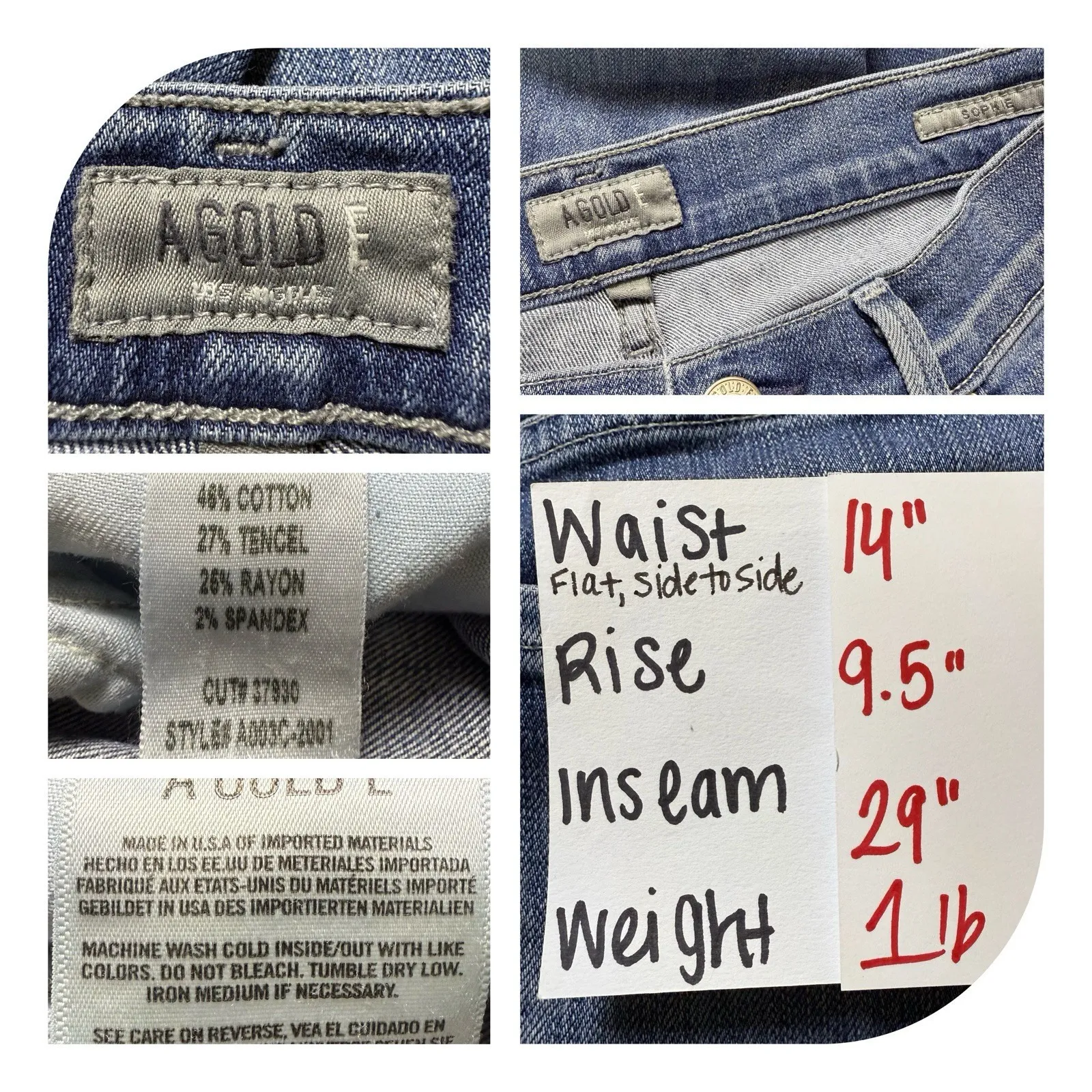 A Gold E Sophie‎ High Rise Jeans 26 Distressed Stretch Denim In Cannes Revolve - Image 9