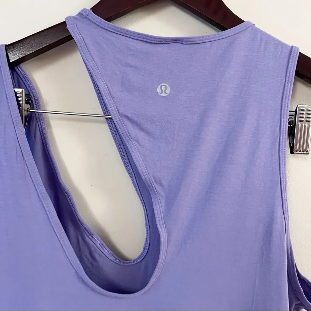 Lululemon Shoulder Cut-Out Yoga Tank Top Dark Lavender Size 6 Breathable Stretch - Image 10