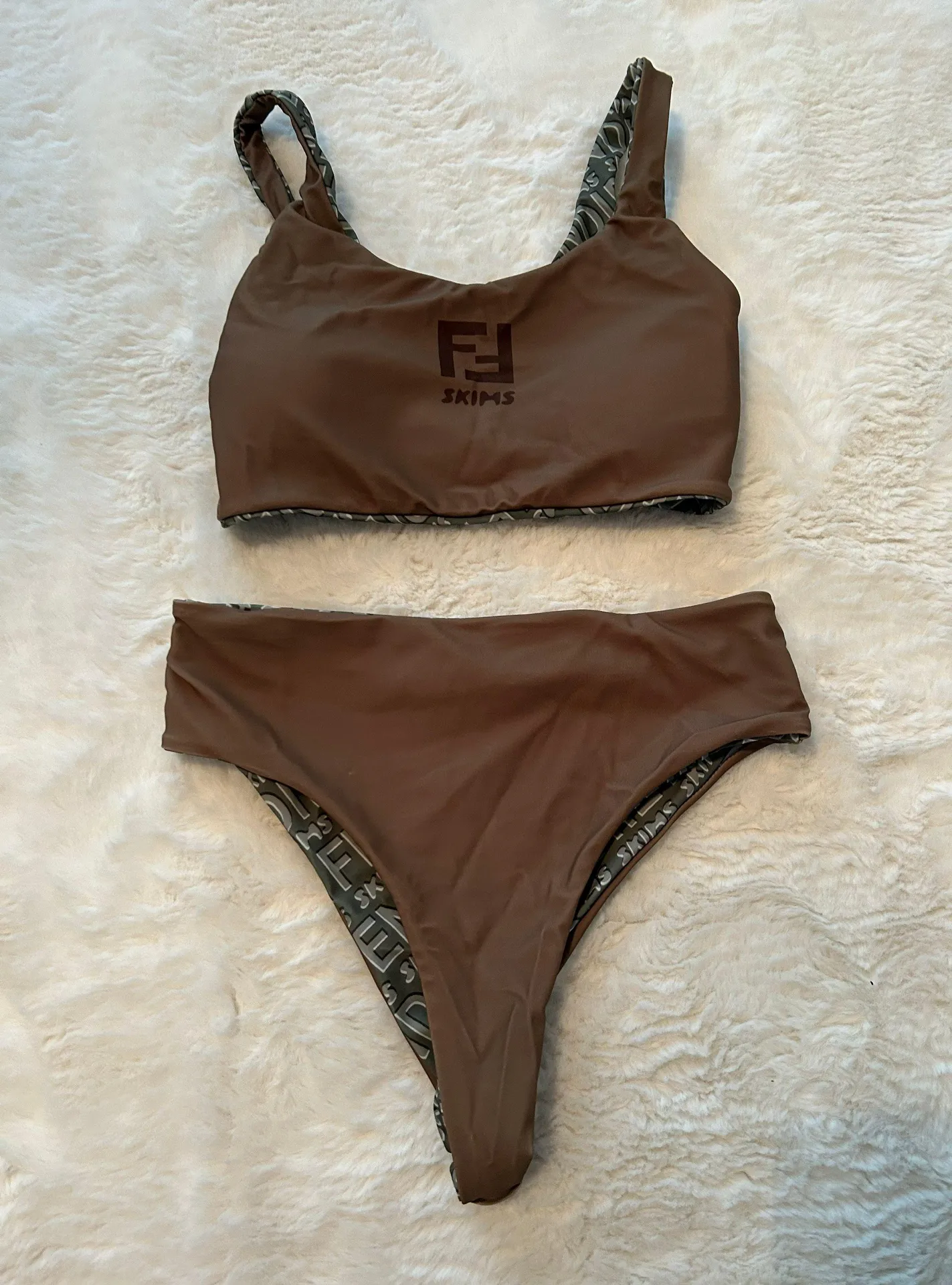 SKIMS Reversible Bikini Set (olive Green) - Image 2