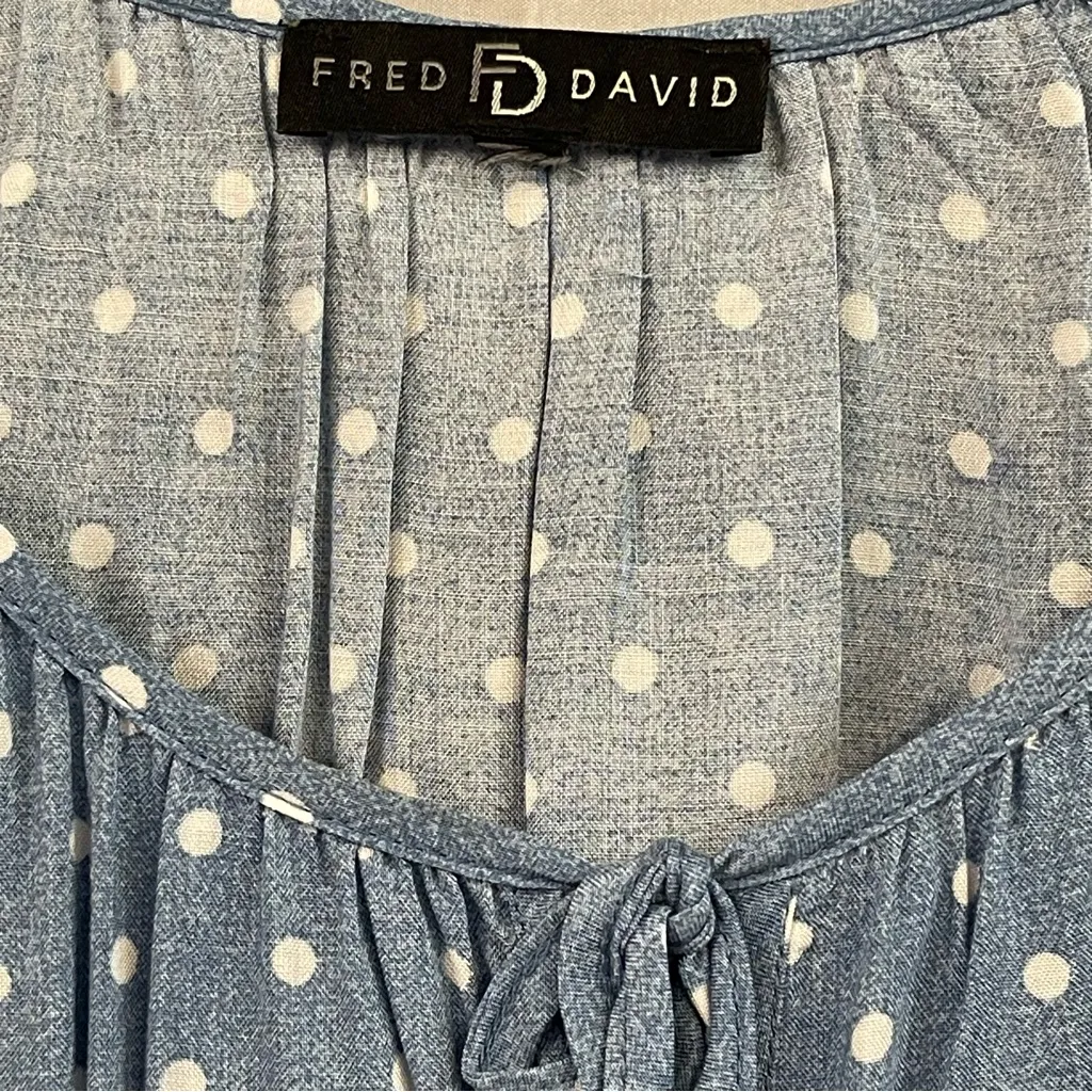 Fred David Blue Blouse with White Dots - Image 2