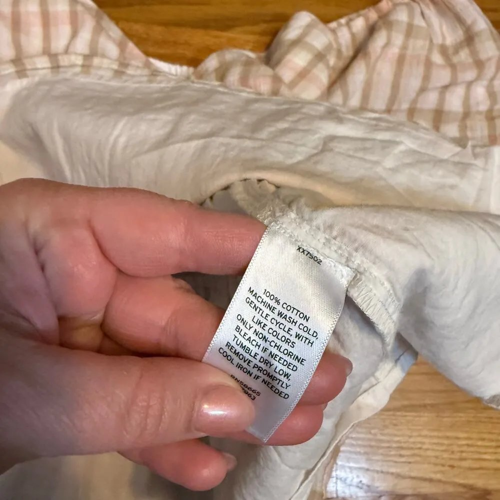 BP Women’s Plus 1X Brown Pink Plaid Puff Sleeve Peplum Top Cotttagecore Prairie - Image 9