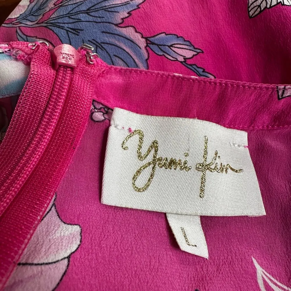 Yumi Kim Pink Floral Romper 100% Silk Colorful Tropical Vacation Resortwear - Image 4