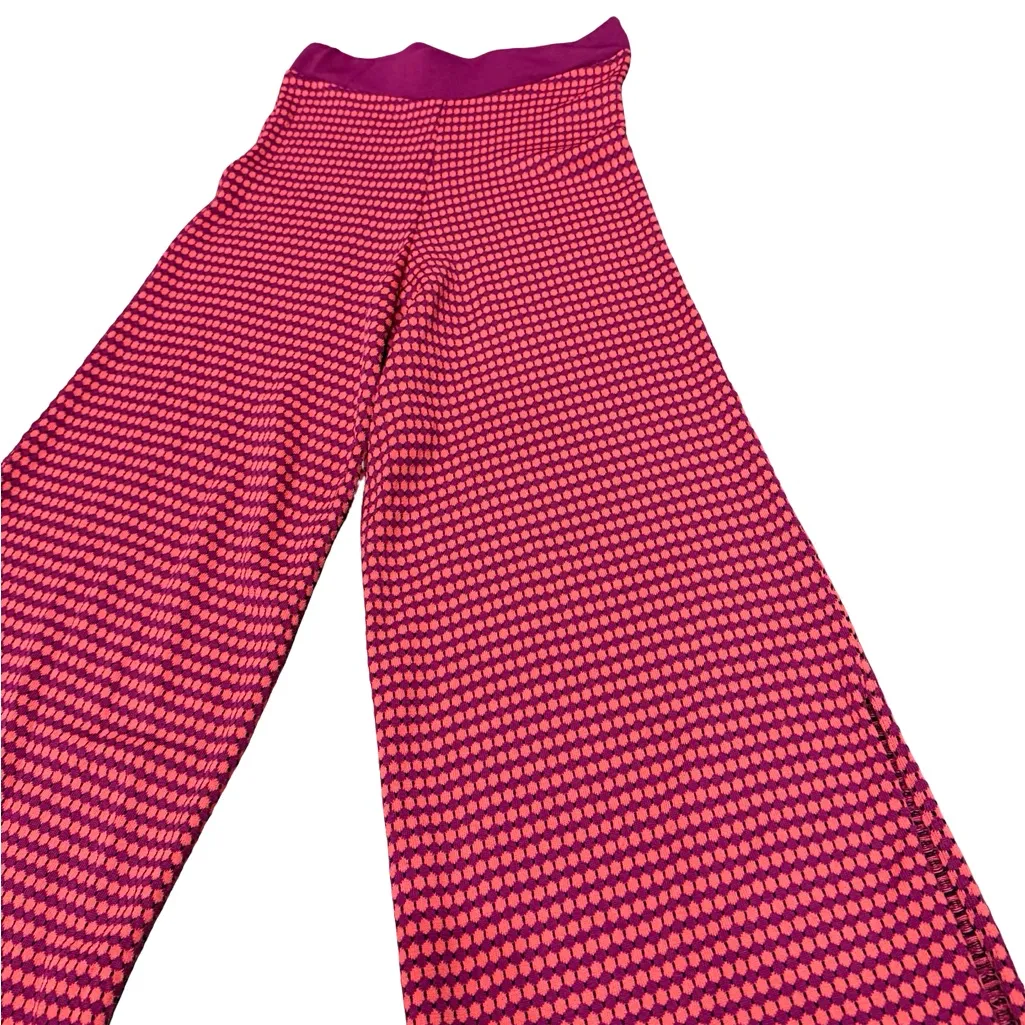 🌟 Zara Knit High-Waist Two-Tone Flared Pants Red & Purple Stretchy | Size Small - Image 10