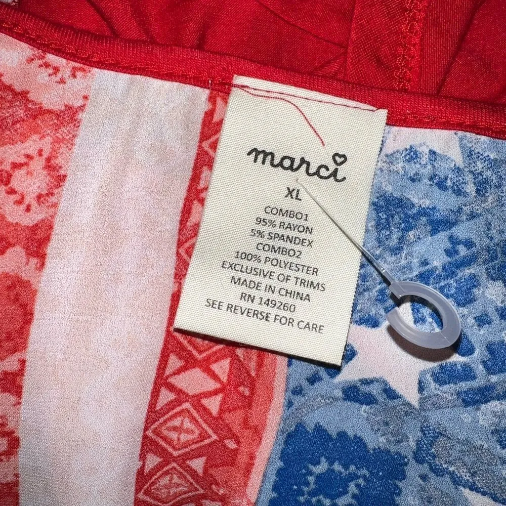Marci red white and blue patriotic top, split front! Red Size XL - Image 6