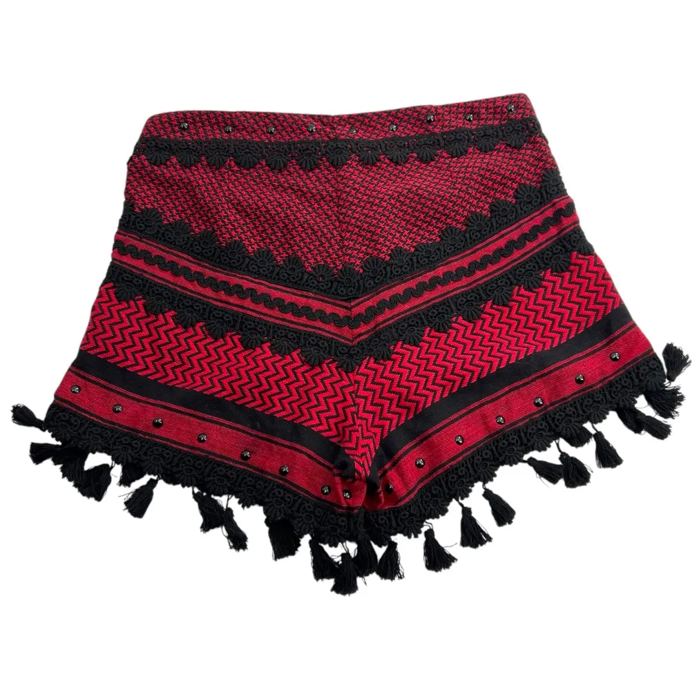 NWT Dodo Bar Or Moav Tassel Embroidered
Crochet Shorts Red Black sz S - Image 5