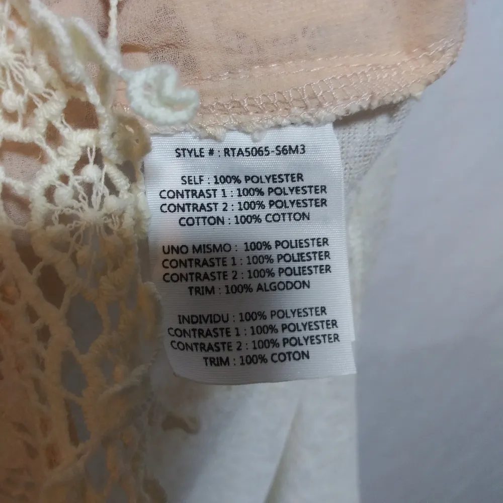 Ryu CottageCore Sleeveless Beige Lace Overlay Button Front Dress Beach Boho Sz S - Image 7